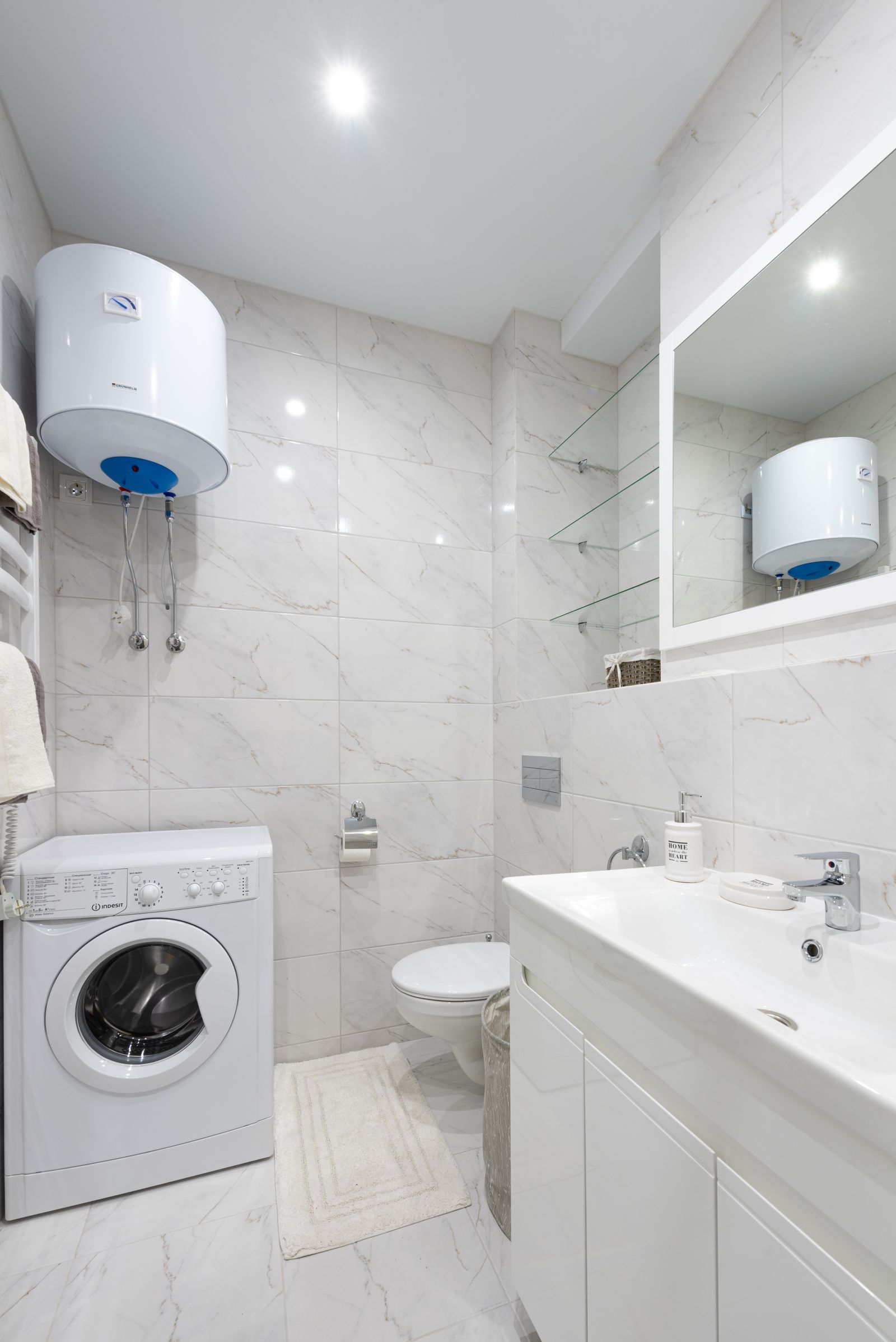 Water heater being serviced